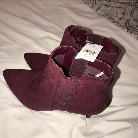 Ann Taylor Pointy Toe Booties Burgundy size 7 1/2 - Picture 2 of 10